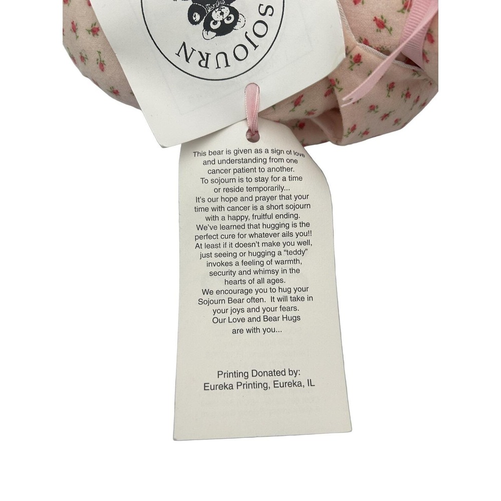 Sojourn Bear Pink Red Floral Teddy Bear Cancer Patient Support Non-Profit Tag - Picture 4 of 6